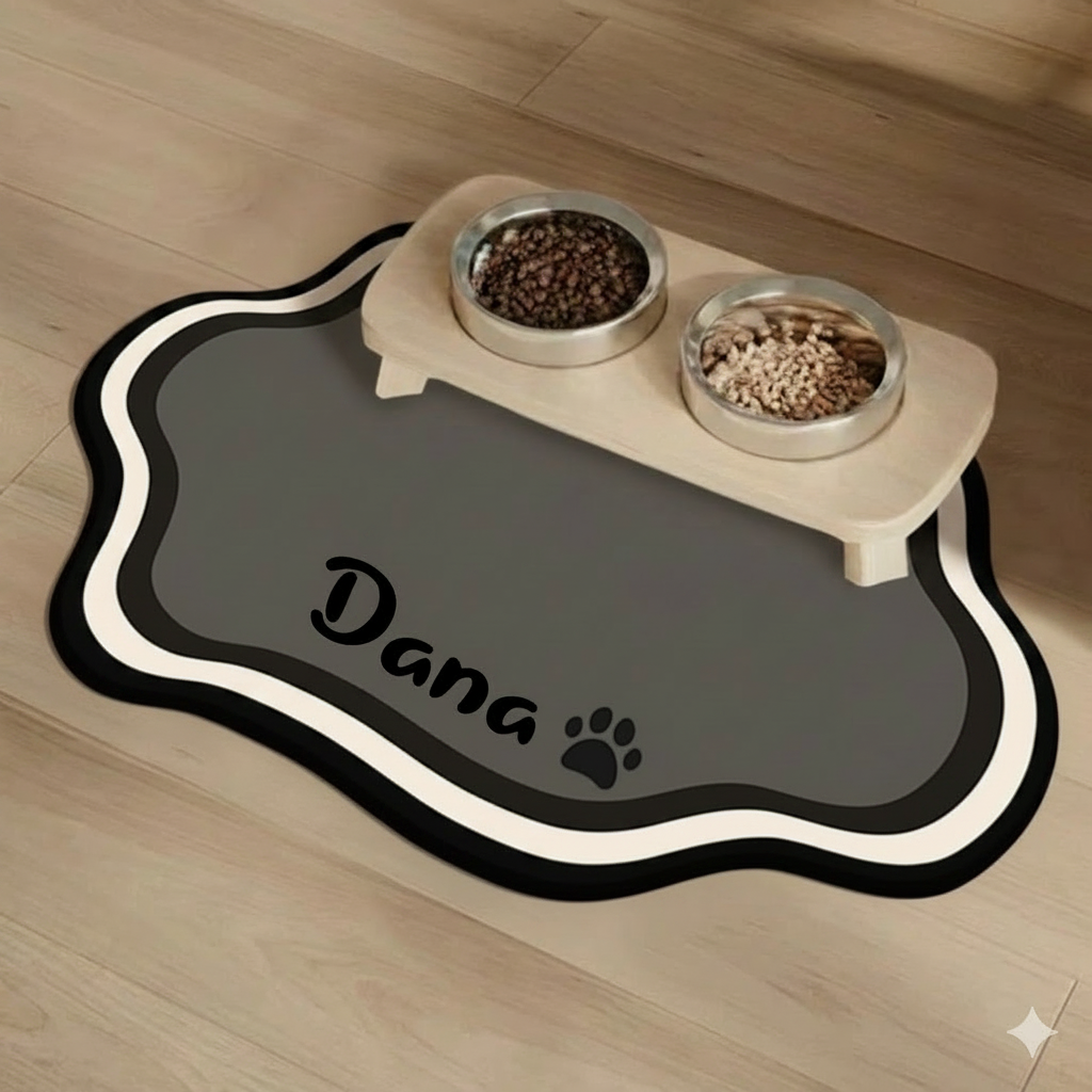 Tapis de Gamelle Personnalisé - Gris