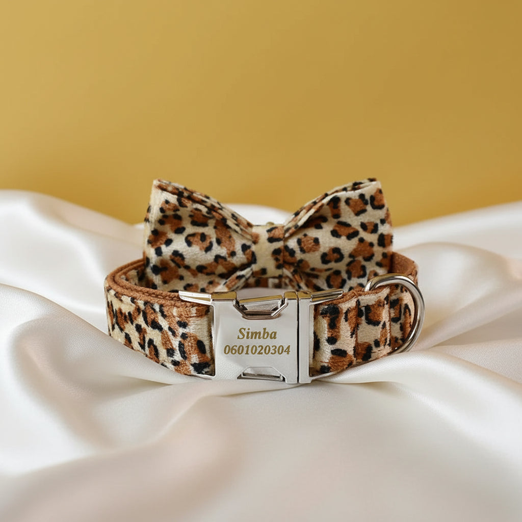 Collier Chien Personnalisé - Motif Léopard