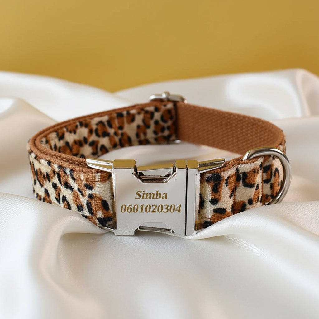 Collier Chien Personnalisé - Motif Léopard