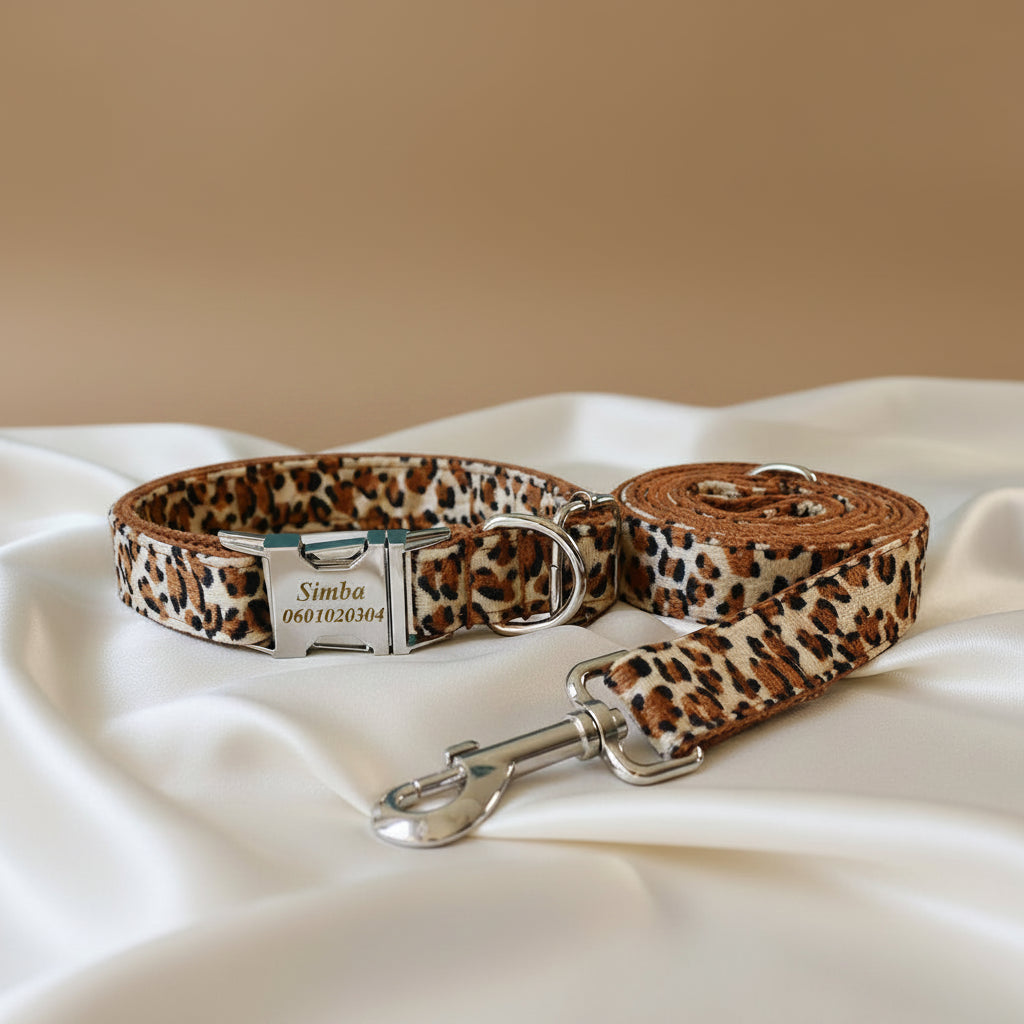Collier Chien Personnalisé - Motif Léopard