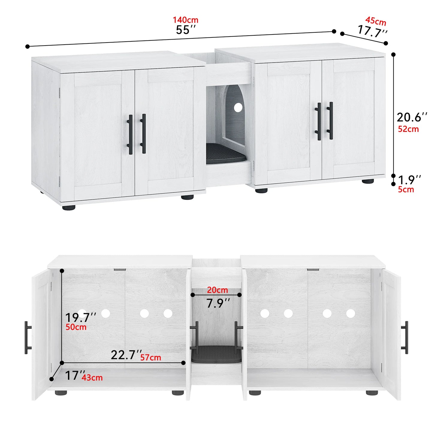 Buffet cache litière 140 cm : L'horizon blanc