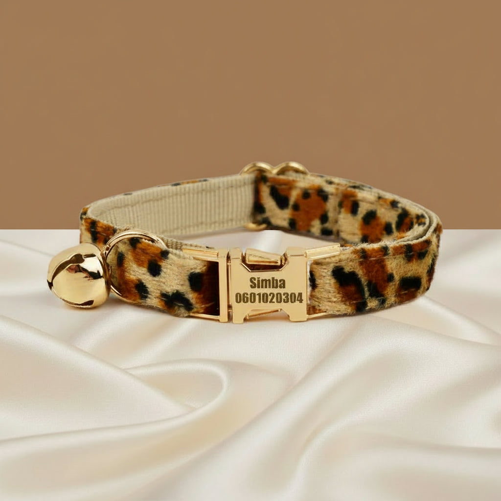 Collier Chat Personnalisé Motif - Léopard Sauvage