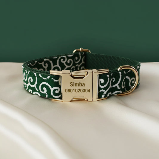 Collier Chien Personnalisé - Motifs Bretons Vert