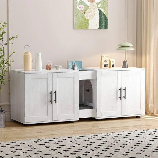 Buffet cache litière 140 cm : L'horizon blanc
