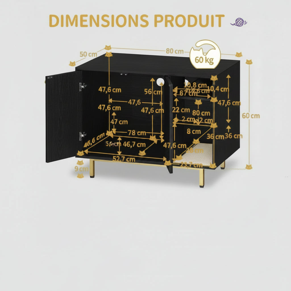 Meuble Litière Design 80cm : La cachette