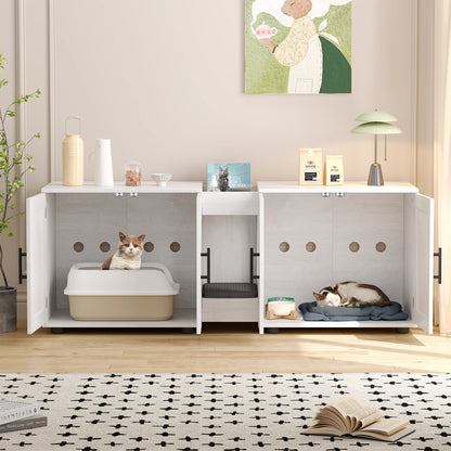 Buffet cache litière 140 cm : L'horizon blanc