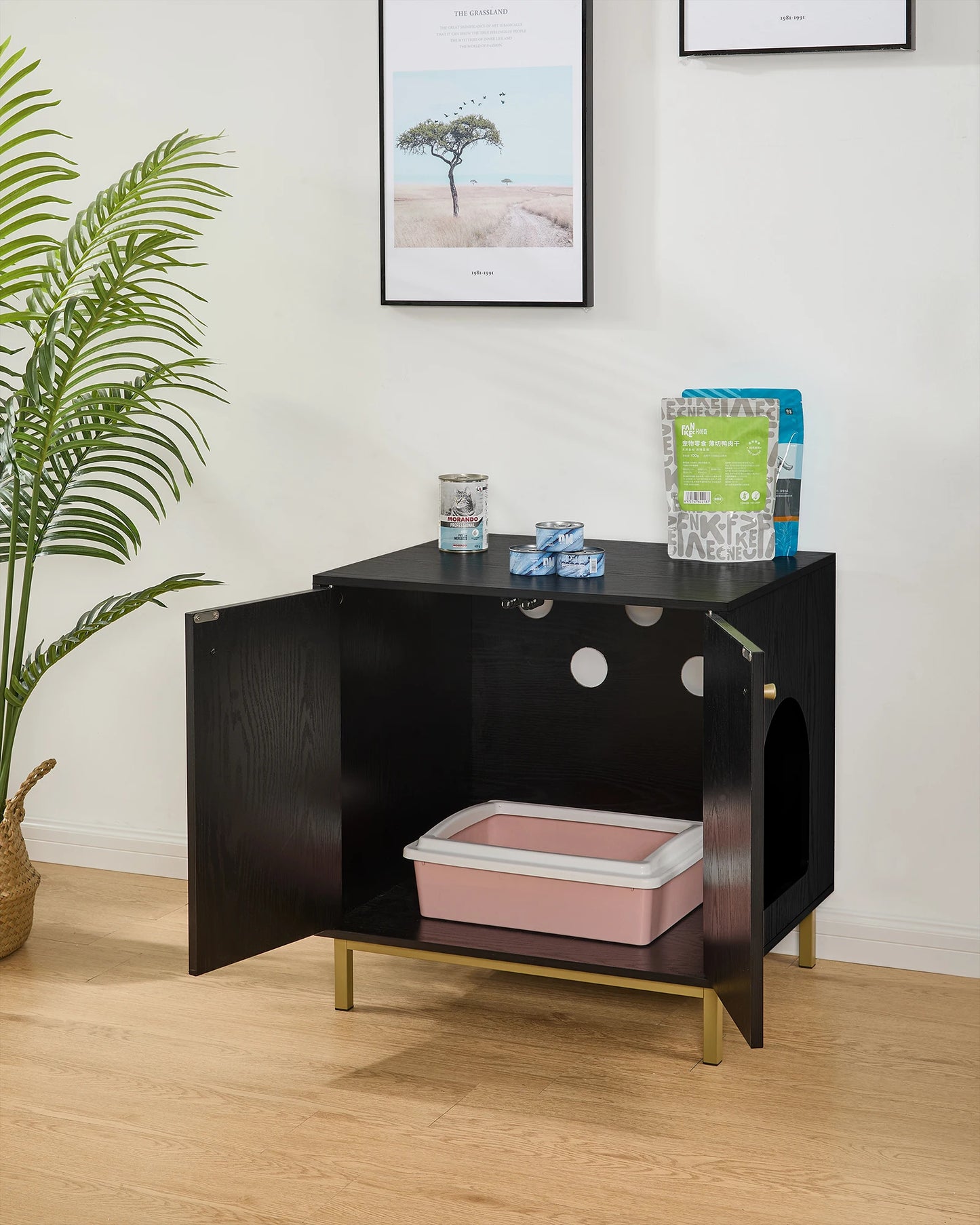 Meuble noir et or 60 cm  : L'Ecrin de minuit