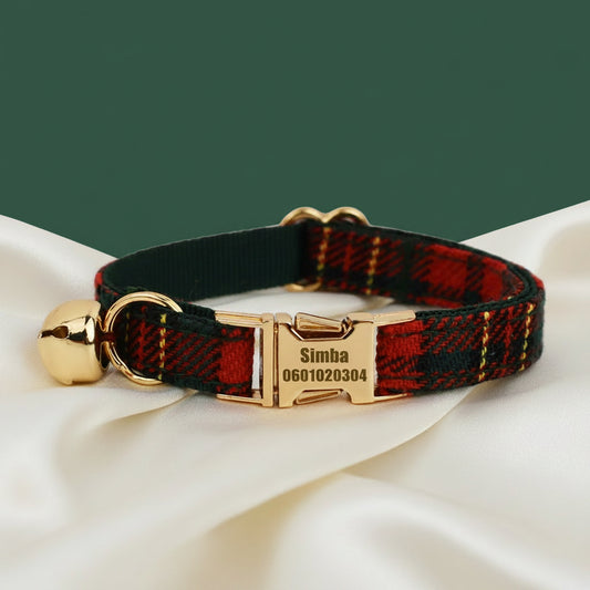 Collier Chat Personnalisé Motif - Tartan Écossais