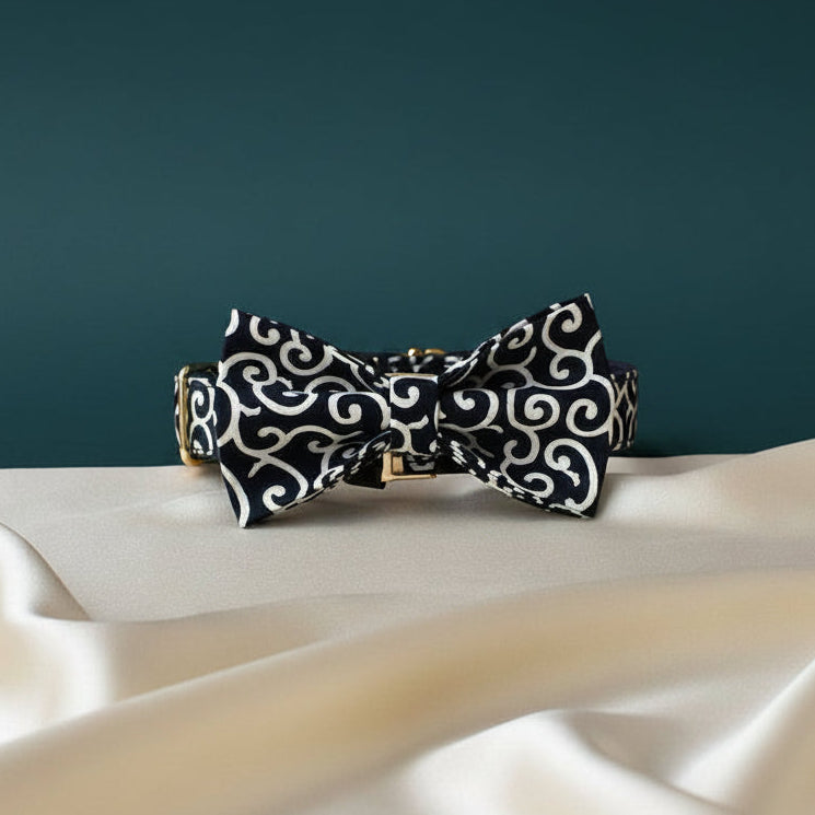 Collier Chien Personnalisé - Motifs Bretons Bleu Foncé