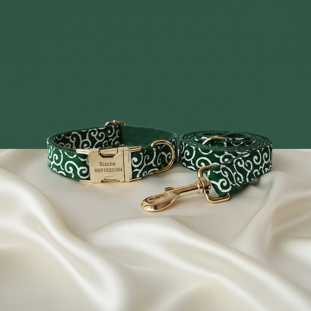Collier Chien Personnalisé - Motifs Bretons Vert