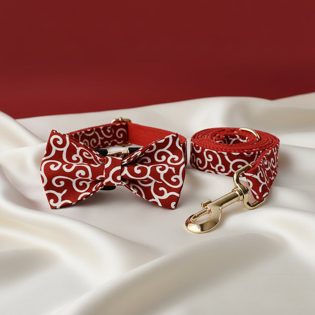 Collier Chien Personnalisé - Motifs Bretons Rouge
