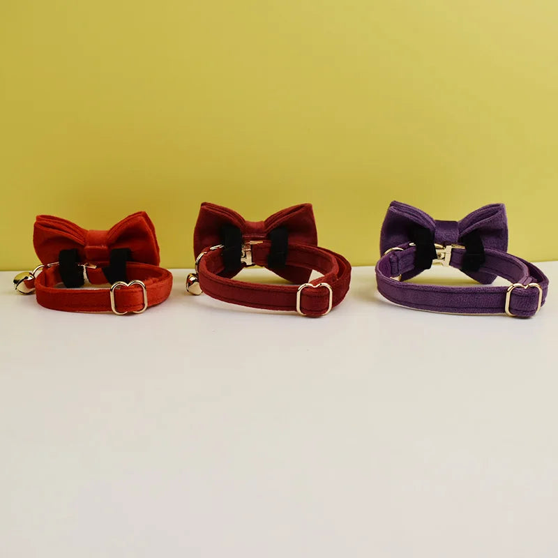 Collier Chat Personnalisé Velours - Violet Royal