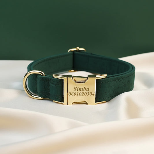 Collier Chien Personnalisé - Vert Émeraude