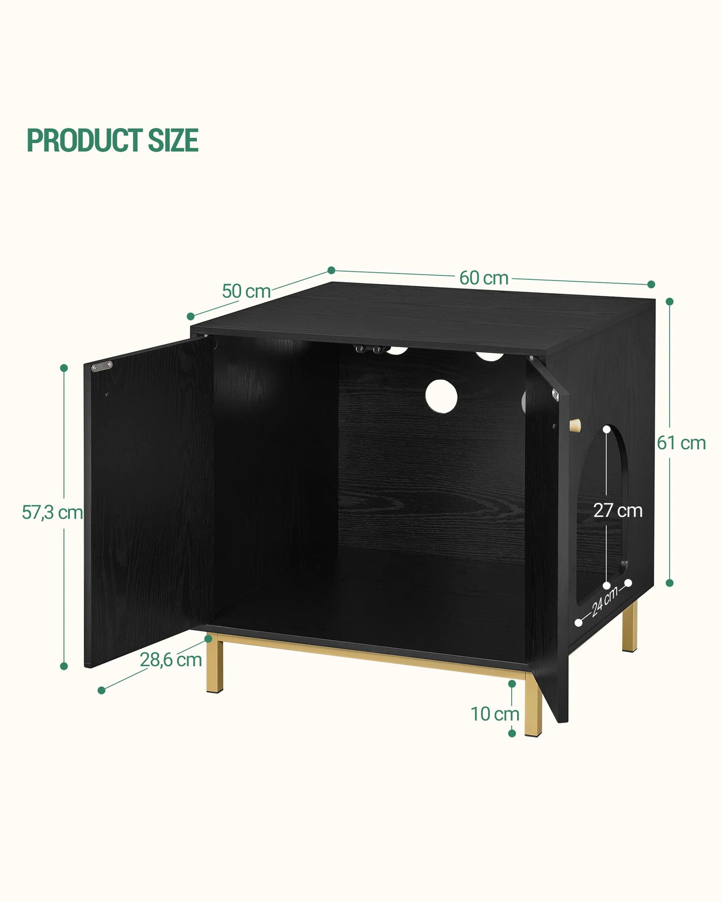Meuble noir et or 60 cm  : L'Ecrin de minuit