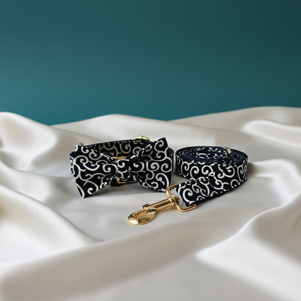 Collier Chien Personnalisé - Motifs Bretons Bleu Foncé