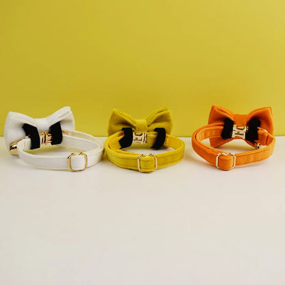 Collier Chat Personnalisé Velours - Blanc Crème