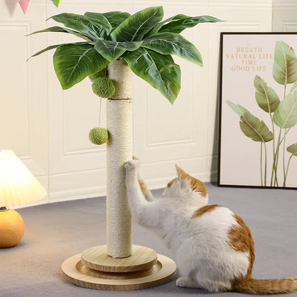 Cat Scratching Post with Solid Wood-21.6'' Tall Cat Tree for Kittens, Cat Scratcher with Self Groomer Cat Brush,Interactive Ball
