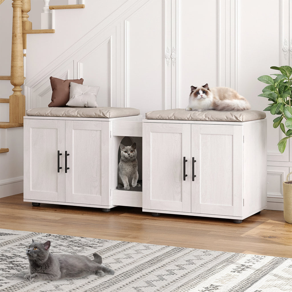 Buffet cache litière 140 cm : L'horizon blanc